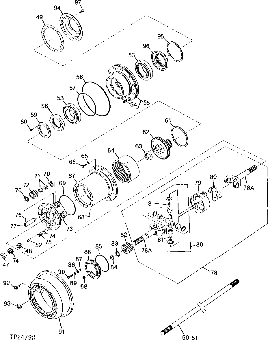 Схема запчастей John Deere 95 - 4 - HUB REDUCTION 250 - AXLES AND SUSPENSION SYSTEMS 2