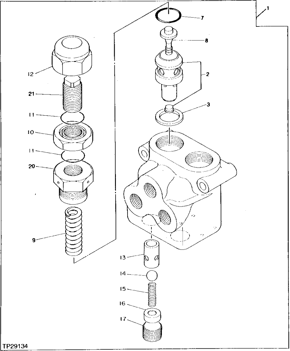 Схема запчастей John Deere 95 - 16 - FRONT AXLE LOCK RELIEF VALVE 260 - AXLES AND SUSPENSION SYSTEMS 2