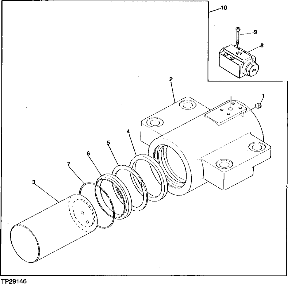 Схема запчастей John Deere 95 - 18 - FRONT AXLE HYDRUALIC LOCK CYLINDER 260 - AXLES AND SUSPENSION SYSTEMS 2