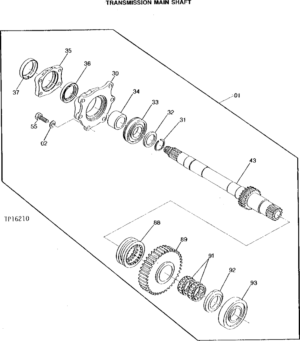 Схема запчастей John Deere 95 - 6 - TRANSMISSION MAIN SHAFT 350 - TRANSMISSION 3