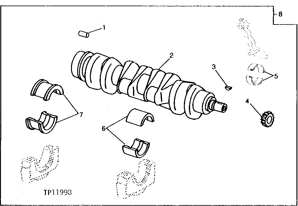 Схема запчастей John Deere 95 - 5 - UNDERSIZE CRANKSHAFT AND BEARING KIT 401 - ENGINE 4