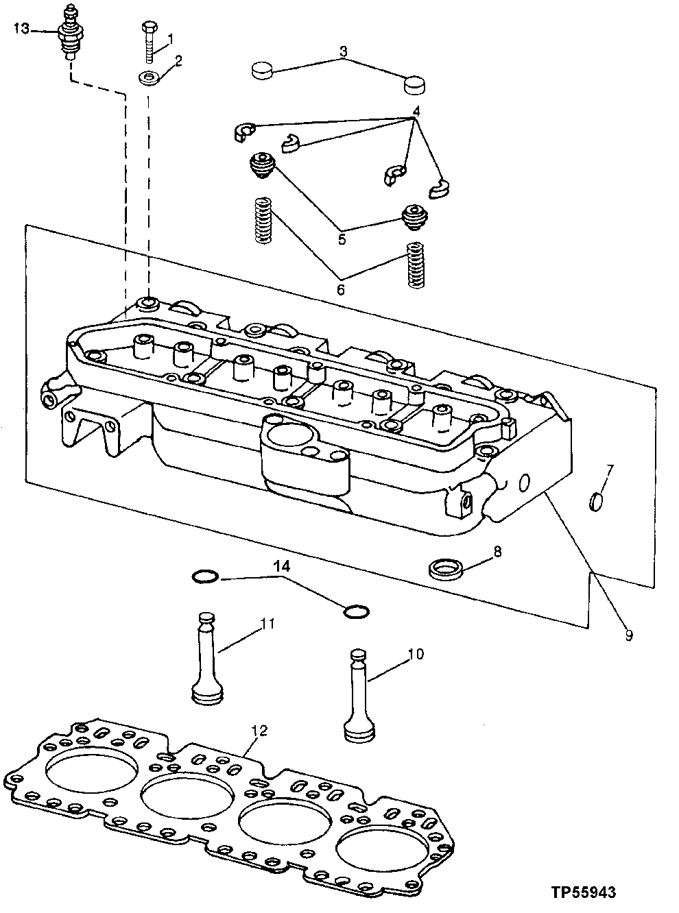 Схема запчастей John Deere 95 - 2 - CYLINDER HEAD, HEAD GASKET AND VALVES 409 - ENGINE 4