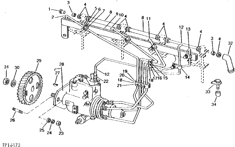 Схема запчастей John Deere 95 - 4 - FUEL INJECTION SYSTEM 413 - ENGINE 4