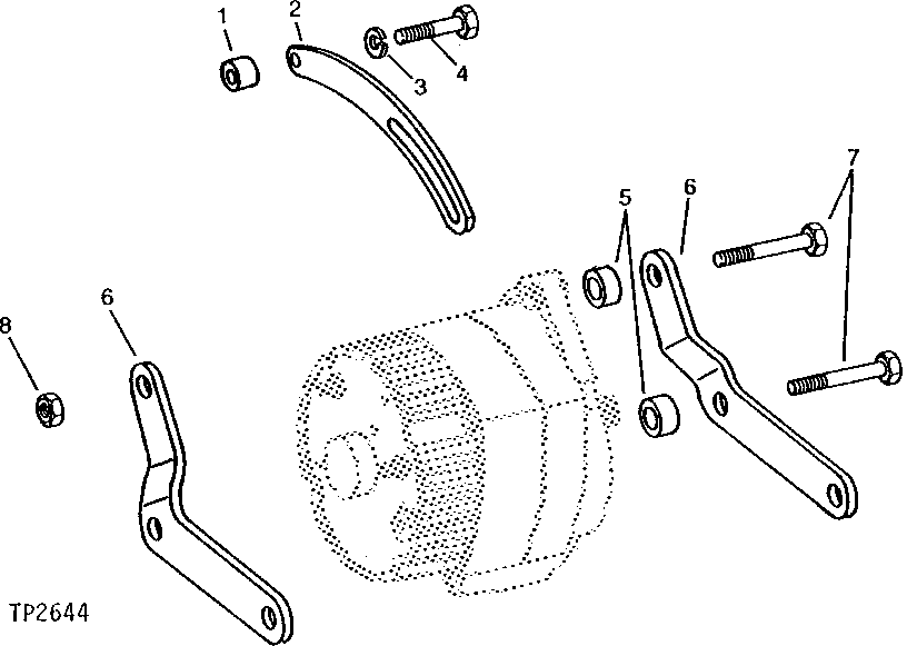 Схема запчастей John Deere 95 - 1 - ALTERNATOR MOUNTING BRACKETS 423 - ENGINE 4