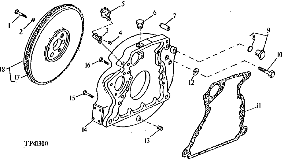 Схема запчастей John Deere 95 - 1 - FLYWHEEL AND FLYWHEEL HOUSING 433 - ENGINE 4