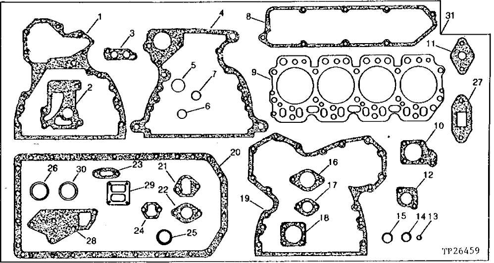 Схема запчастей John Deere 95 - 2 - ENGINE OVERHAUL GASKET SET 452 - ENGINE 4