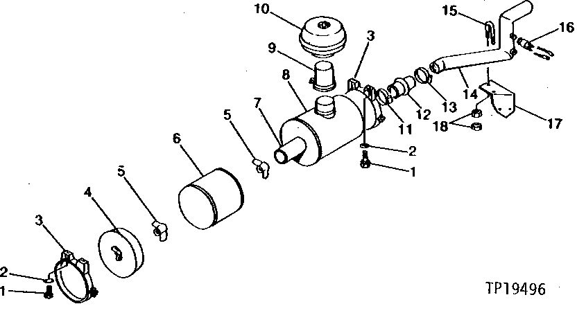 Схема запчастей John Deere 95 - 1 - AIR CLEANER 520 - ENGINE AUXILIARY SYSTEM 5