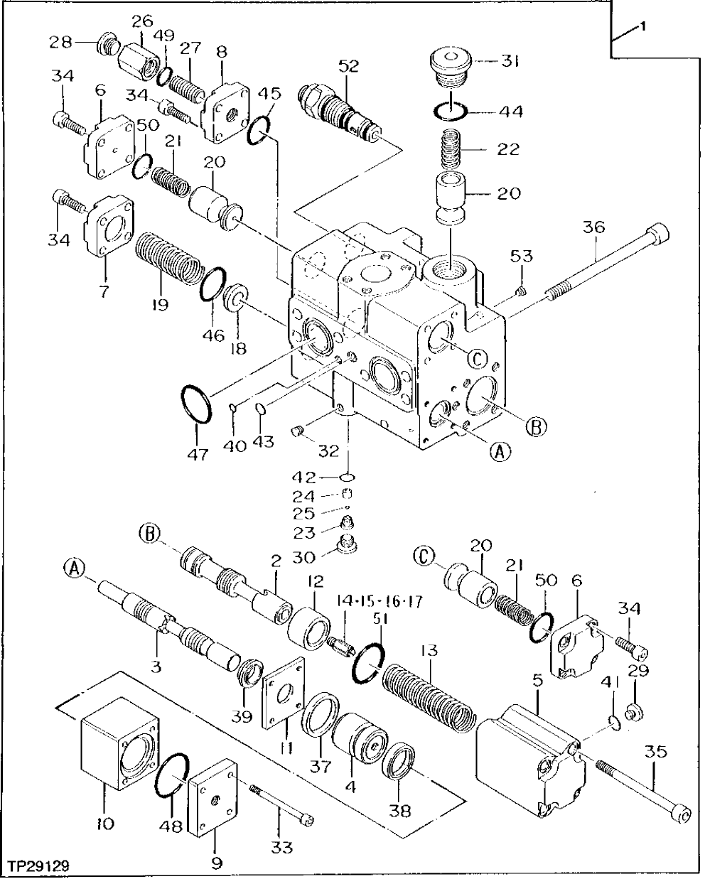 Схема запчастей John Deere 95 - 6 - PROPEL MOTOR BRAKE VALVE 1060 - SERVICE BRAKES 10