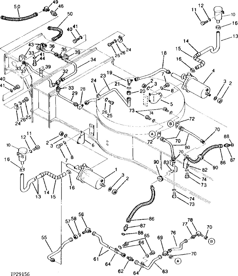 Схема запчастей John Deere 95 - 10 - BRAKE SYSTEM HYDRAULICS 1060 - SERVICE BRAKES 10