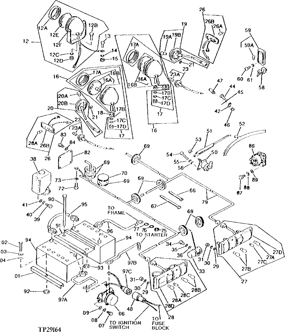 Схема запчастей John Deere 95 - 2 - ELECTRICAL PARTS 1674 - ELECTRICAL SYSTEMS 16