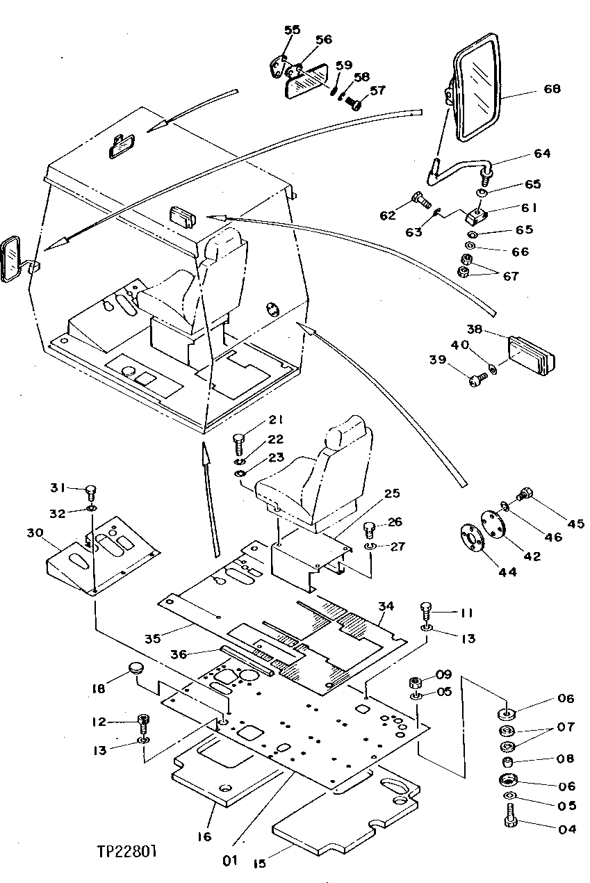 Схема запчастей John Deere 95 - 12 - CAB GROUP 1810 - OPERATORS STATION 18