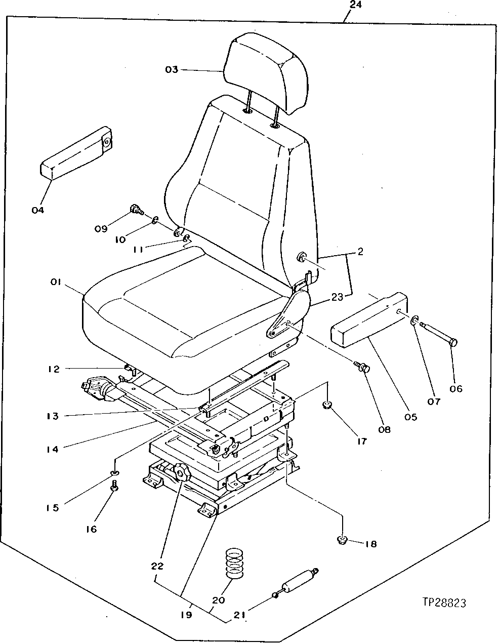 Схема запчастей John Deere 95 - 2 - SEAT 1821 - OPERATORS STATION 18