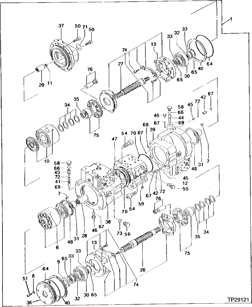 Схема запчастей John Deere 95 - 6 - MAIN HYDRAULIC PUMP 2160 - VEHICLE MAIN HYDRAULIC SYSTEM 21