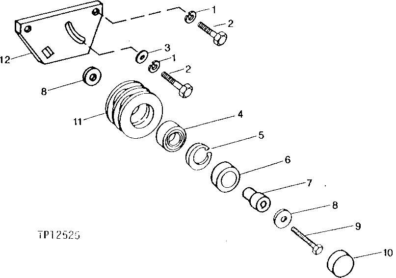 Схема запчастей John Deere 95 - 1 - AIR COMPRESSOR BELT ADJUSTOR AND IDLER PULLEY 2261 - VEHICLE PNEUMATIC SYSTEMS 22