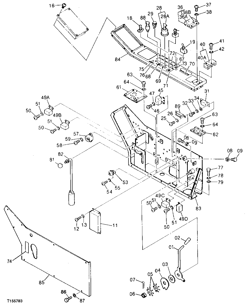 Схема запчастей John Deere 95 - 8 - CONTROL BOX AND SWITCHES 3315 - BACKHOE AND EXCAVATOR 33