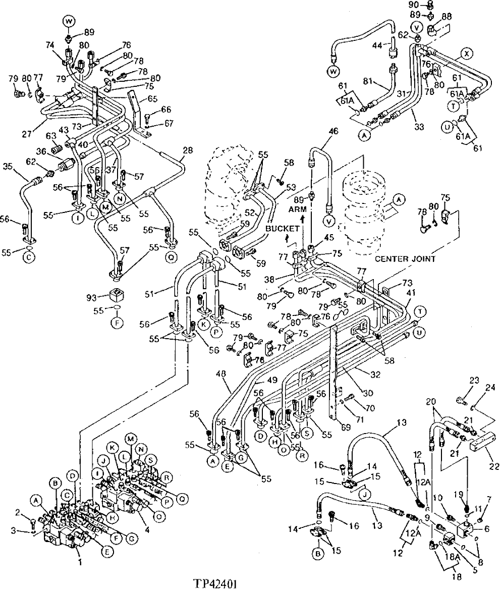 Схема запчастей John Deere 95 - 12 - HIGH PRESSURE HYDRAULIC LINES AND HOSES 3360 - BACKHOE AND EXCAVATOR 33