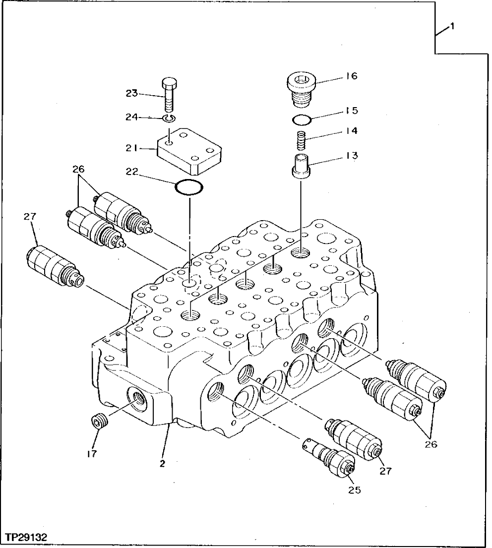 Схема запчастей John Deere 95 - 20 - LEFT FUNCTION CONTROL VALVE 3360 - BACKHOE AND EXCAVATOR 33