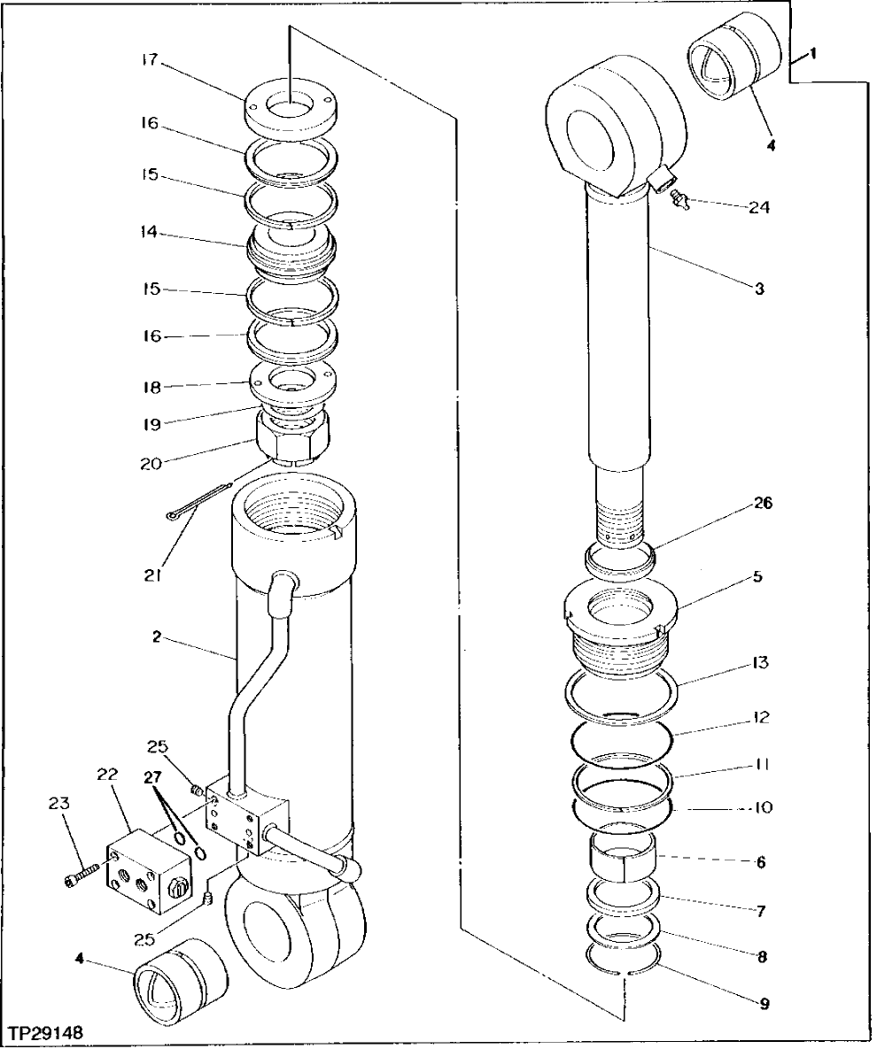 Схема запчастей John Deere 95 - 46 - STABILIZER CYLINDER 3360 - BACKHOE AND EXCAVATOR 33