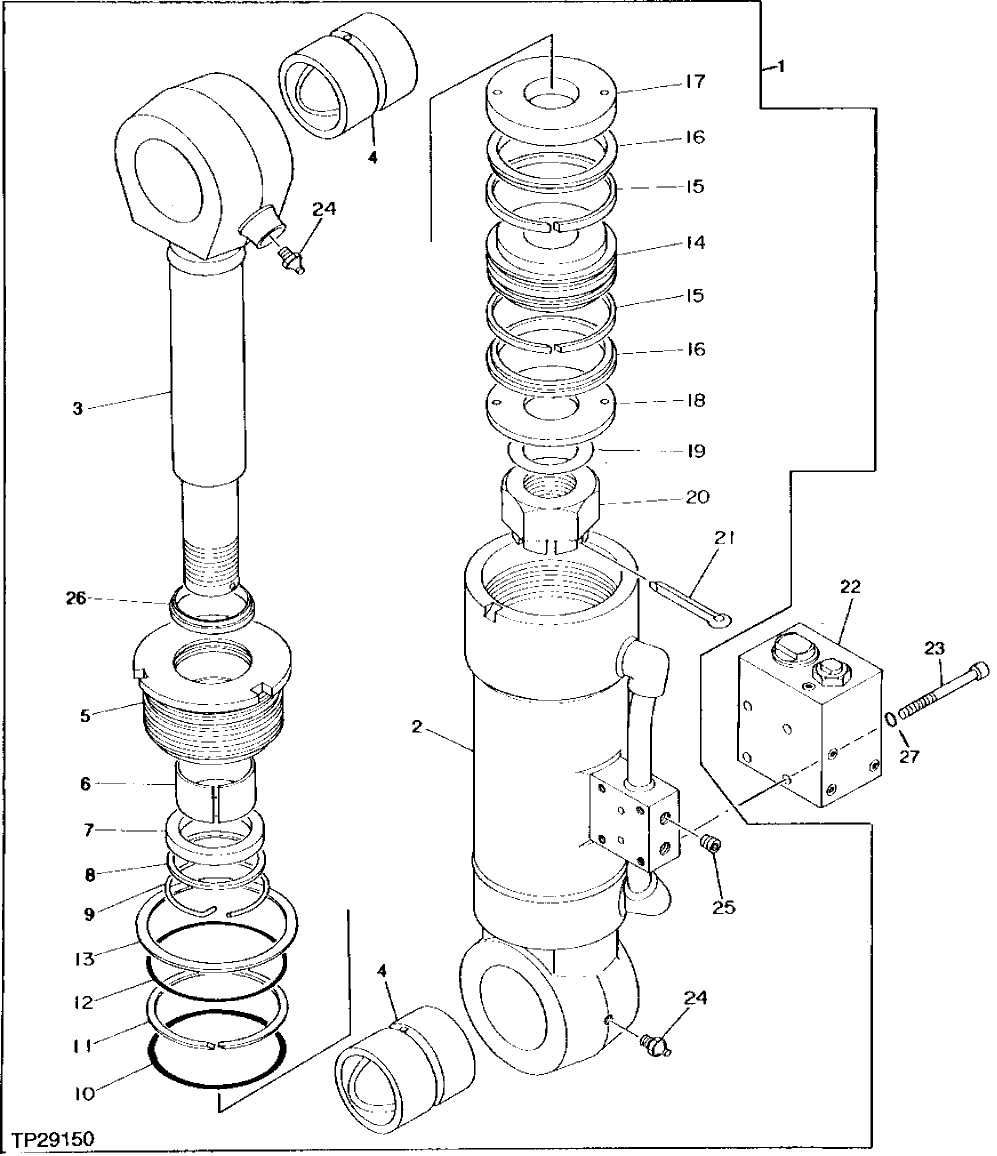 Схема запчастей John Deere 95 - 52 - RIGHT BLADE CYLINDER 3360 - BACKHOE AND EXCAVATOR 33