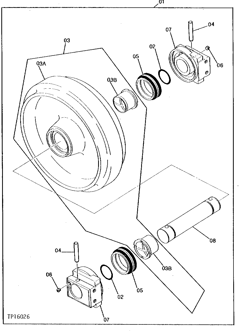 Схема запчастей John Deere 0 - 14 - FRONT IDLER 130 - TRACKS 1