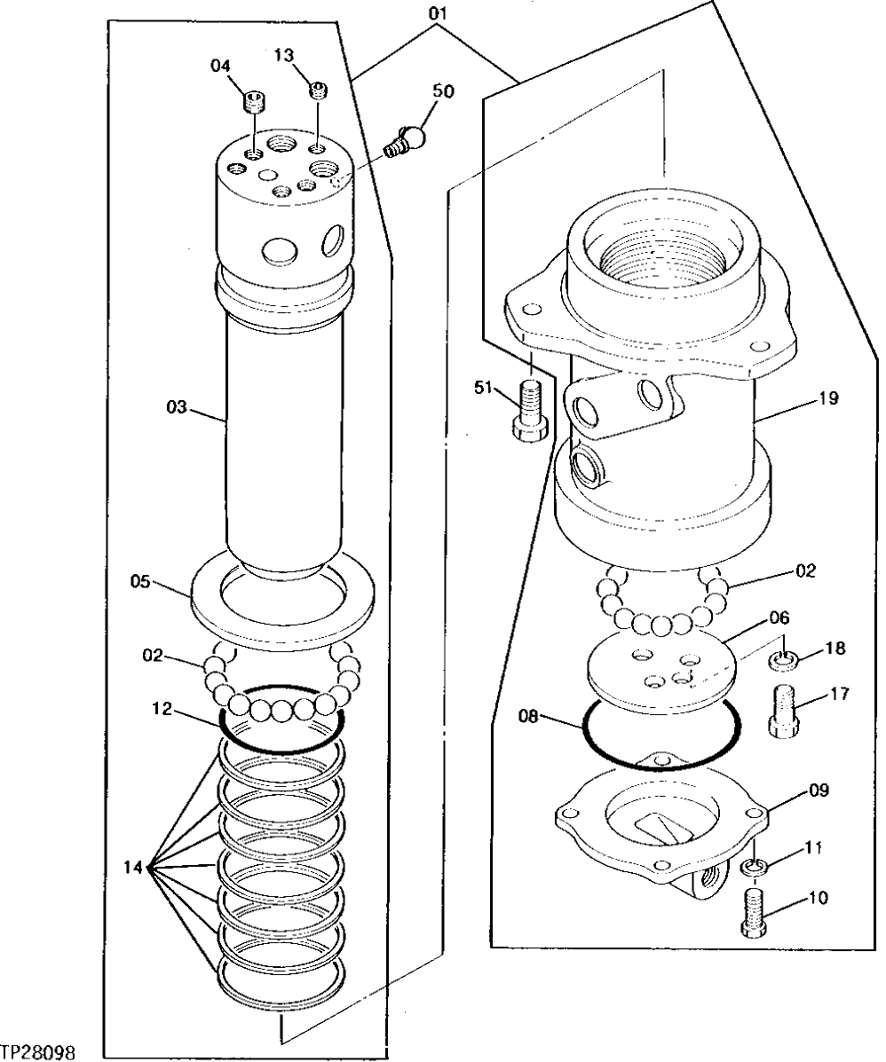 Схема запчастей John Deere 0 - 6 - ROTARY MANIFOLD 260 - AXLES AND SUSPENSION SYSTEMS 2