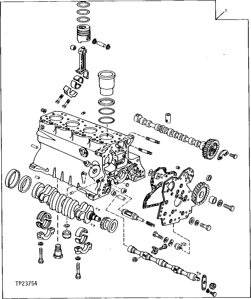 Схема запчастей John Deere 0 - 4 - ENGINE SHORT BLOCK 404 - ENGINE 4
