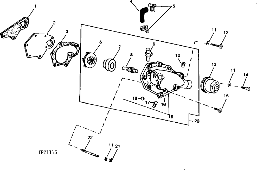 Схема запчастей John Deere 0 - 2 - WATER PUMP 417 - ENGINE 4