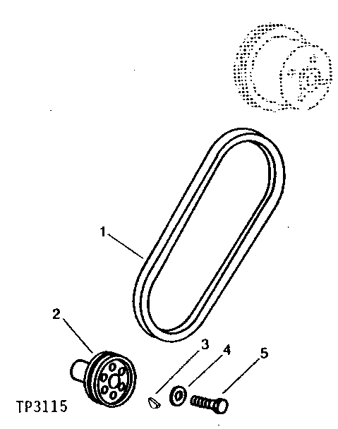 Схема запчастей John Deere 0 - 1 - FAN BELT AND CRANKSHAFT PULLEY 429 - ENGINE 4