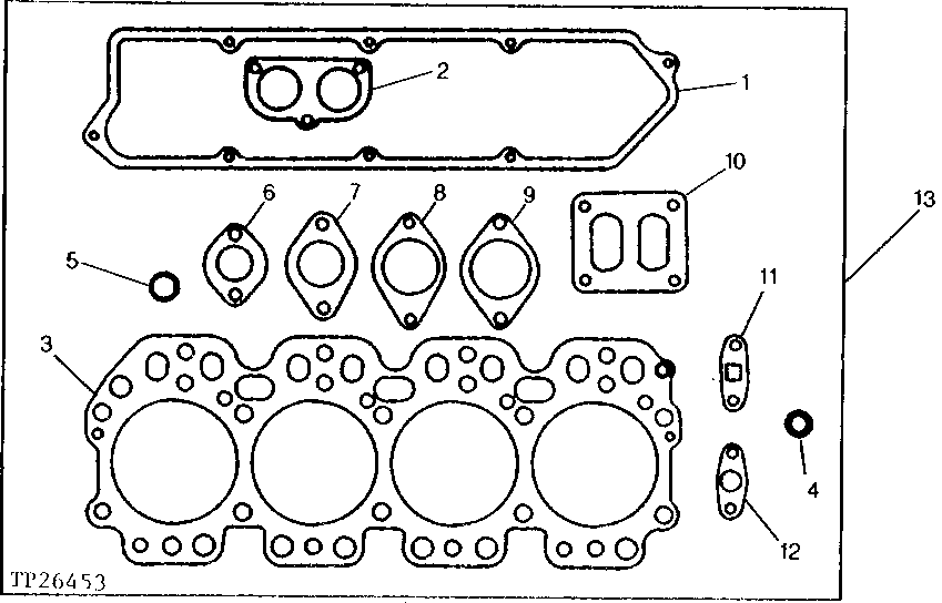 Схема запчастей John Deere 0 - 1 - CYLINDER HEAD REMOVAL GASKET SET 452 - ENGINE 4