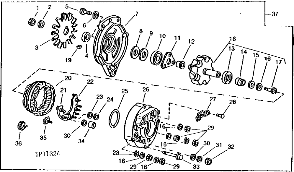 Схема запчастей John Deere 0 - 2 - ALTERNATOR (42-AMP) (MOTOROLA NO. 70D44811E01) 1672 - ELECTRICAL SYSTEM 16