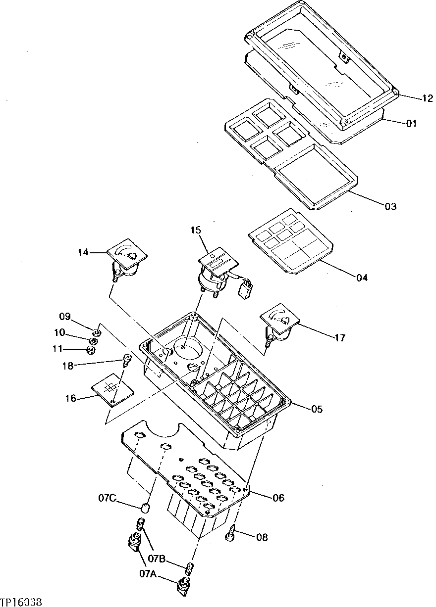 Схема запчастей John Deere 0 - 2 - GAUGE PANEL 1676 - ELECTRICAL SYSTEM 16