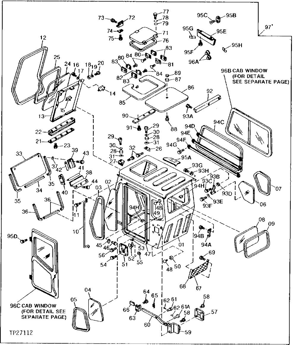 Схема запчастей John Deere 0 - 12 - REPLACEMENT CAB 1810 - OPERATORS STATION 18