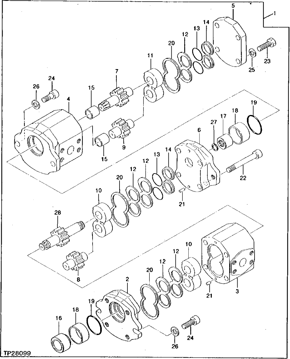 Схема запчастей John Deere 0 - 22 - PILOT PUMP 2160 - MAIN HYDRAULIC SYSTEM 21