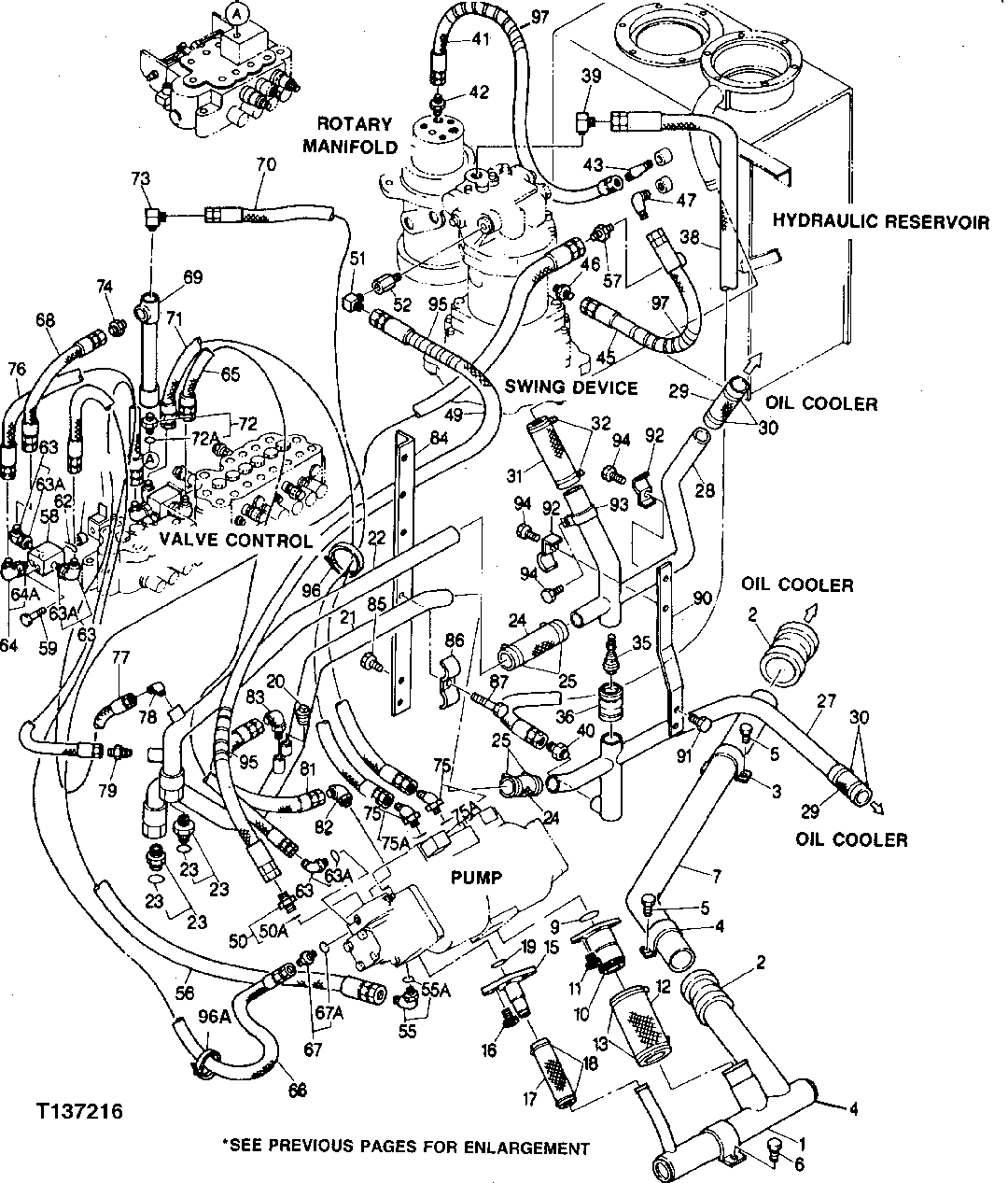 Схема запчастей John Deere 0 - 46 - OIL COOLER LINES AND HOSES 2160 - MAIN HYDRAULIC SYSTEM 21