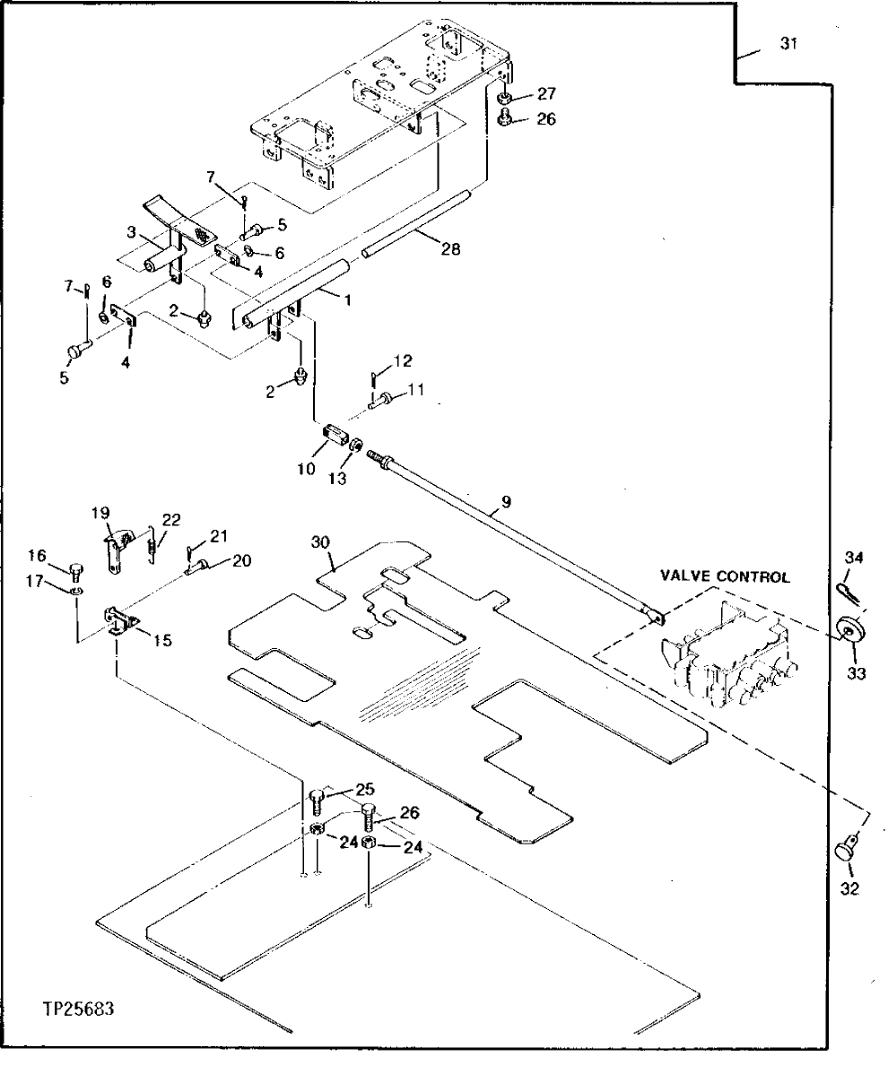 Схема запчастей John Deere 0 - 12 - OFFSET BOOM CONTROL PEDAL 3315 - EXCAVATOR 33