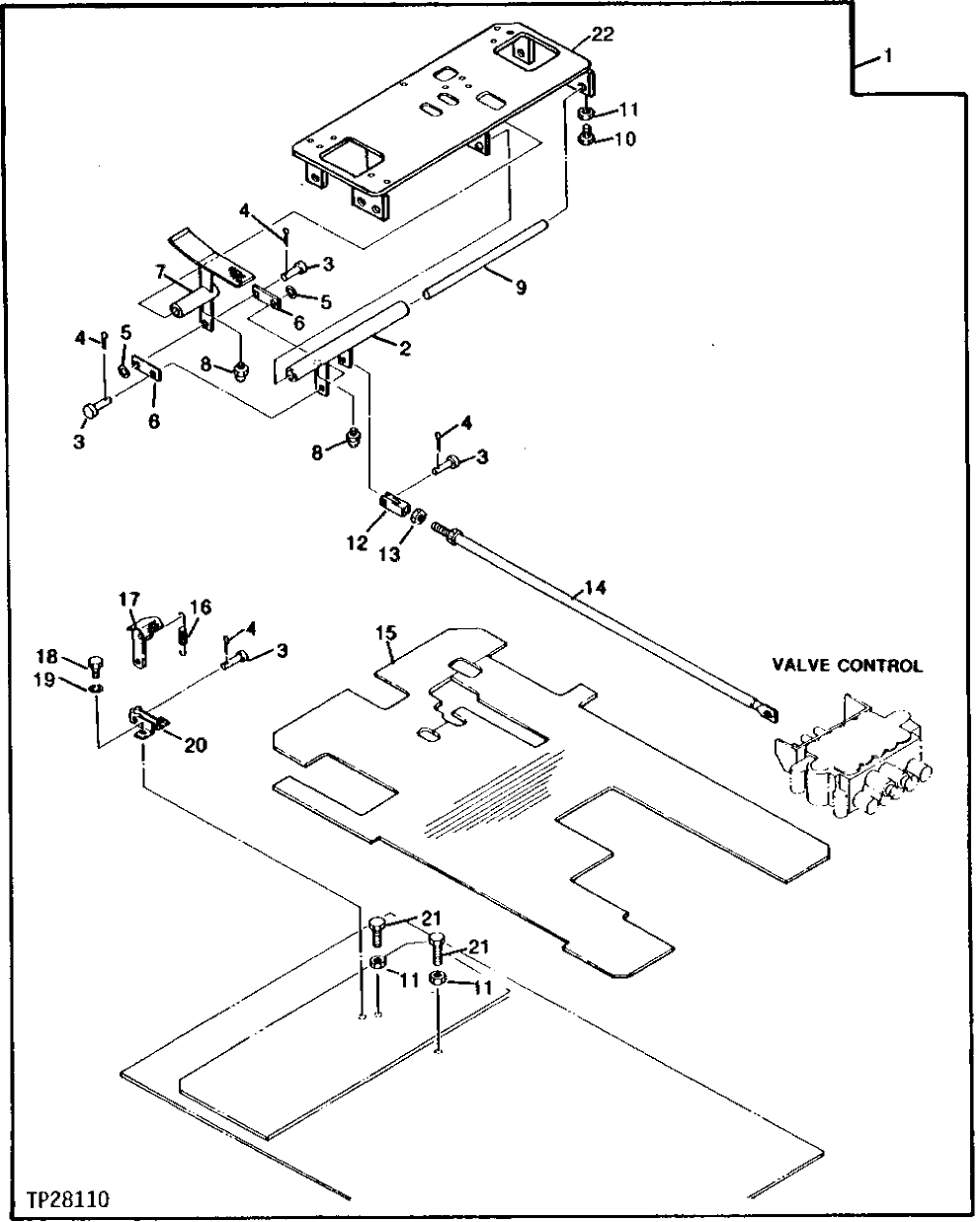 Схема запчастей John Deere 0 - 14 - AUXILIARY FOOT CONTROL LINKAGE 3315 - EXCAVATOR 33