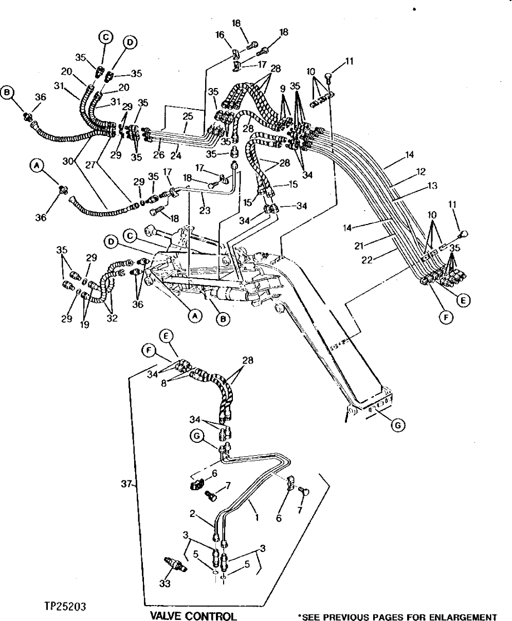 Схема запчастей John Deere 0 - 6 - OFFSET BOOM HOSES AND LINES 3360 - EXCAVATOR 33