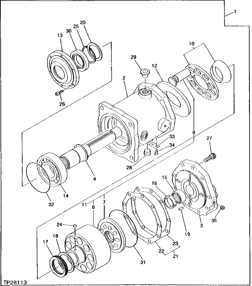 Схема запчастей John Deere 0 - 2 - SWING MOTOR 4360 - SWING, ROTATION OR PIVOTING SYSTEM 43