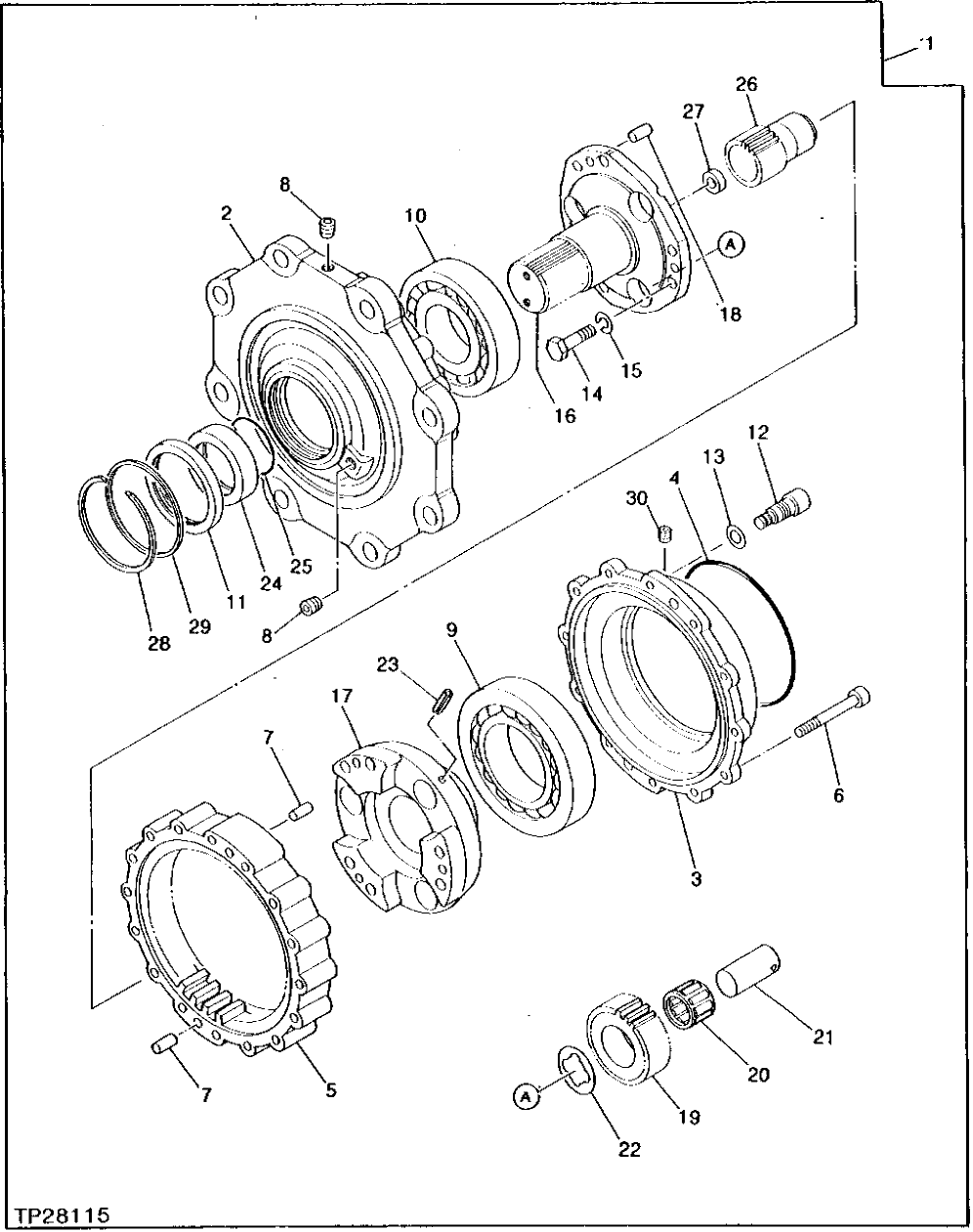 Схема запчастей John Deere 0 - 4 - SWING GEARBOX 4360 - SWING, ROTATION OR PIVOTING SYSTEM 43