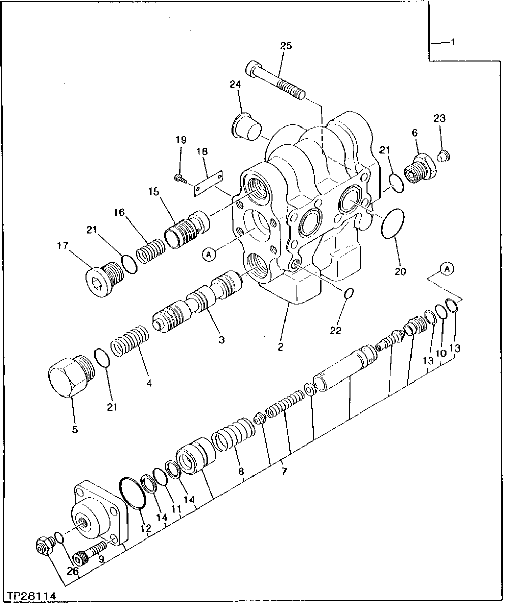 Схема запчастей John Deere 0 - 6 - SWING BRAKE VALVE 4360 - SWING, ROTATION OR PIVOTING SYSTEM 43