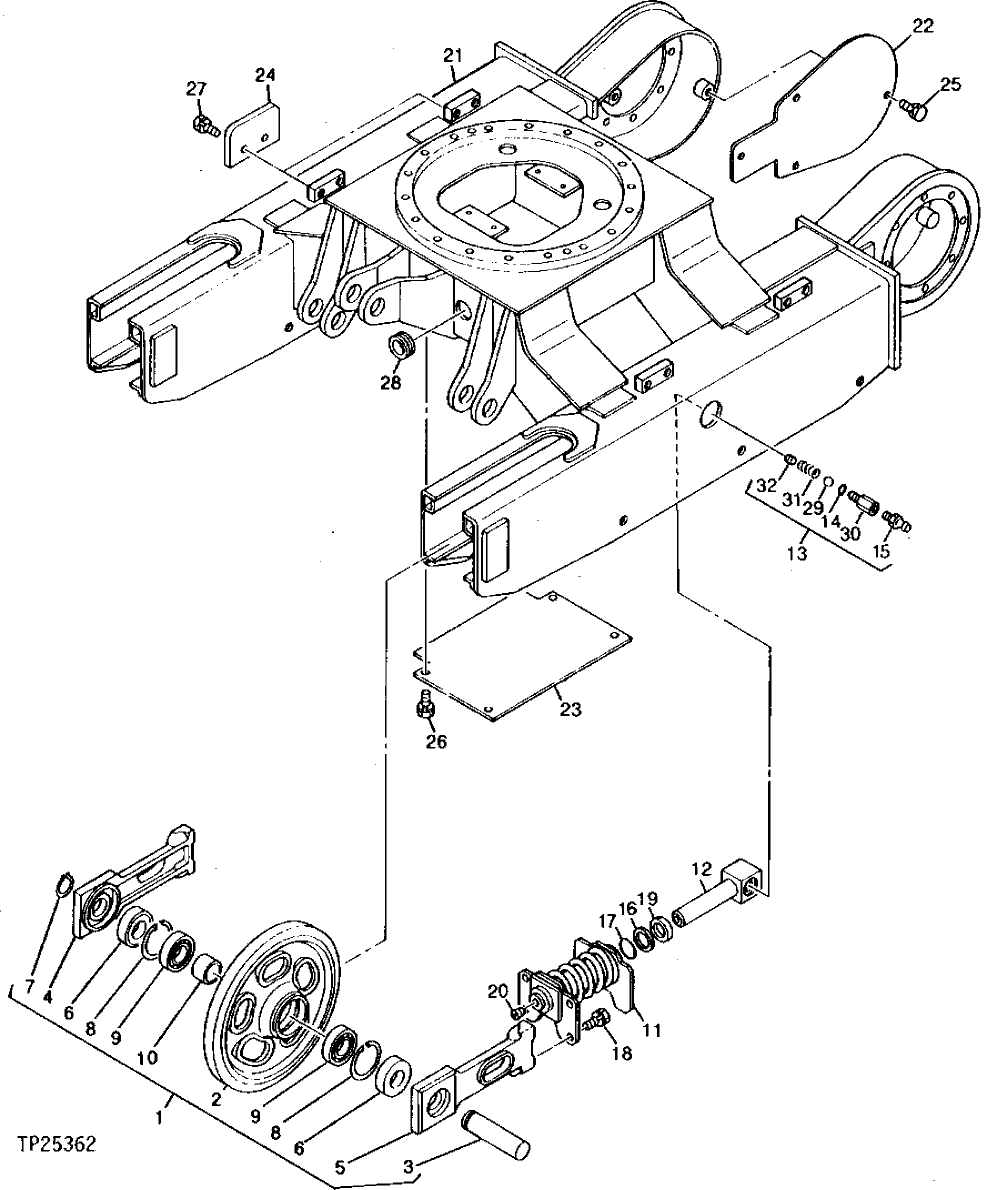 Схема запчастей John Deere 5 - 2 - TRACK FRAME AND IDLER 130 - TRACKS 1