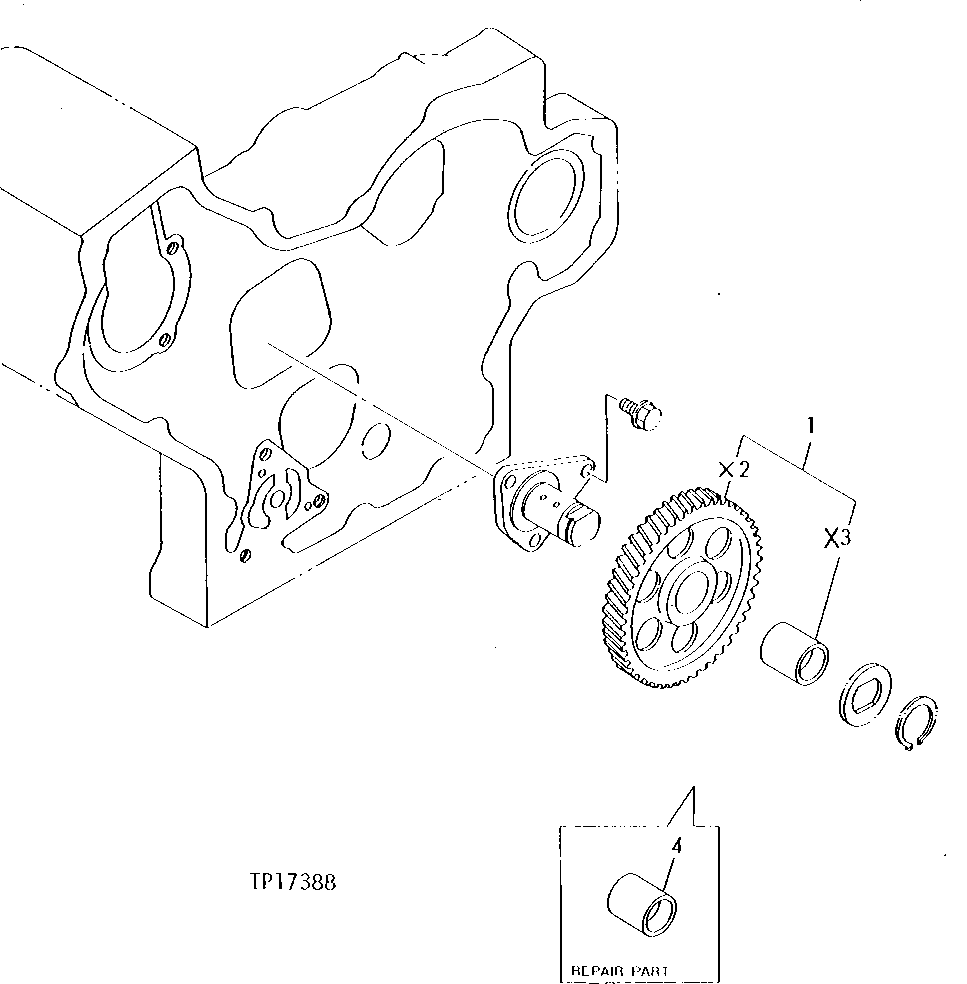 Схема запчастей John Deere 5 - 2 - ENGINE CAMSHAFT IDLE GEAR 401 - ENGINE 4