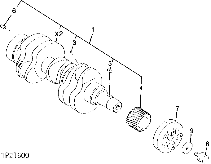 Схема запчастей John Deere 5 - 4 - ENGINE CRANKSHAFT 401 - ENGINE 4