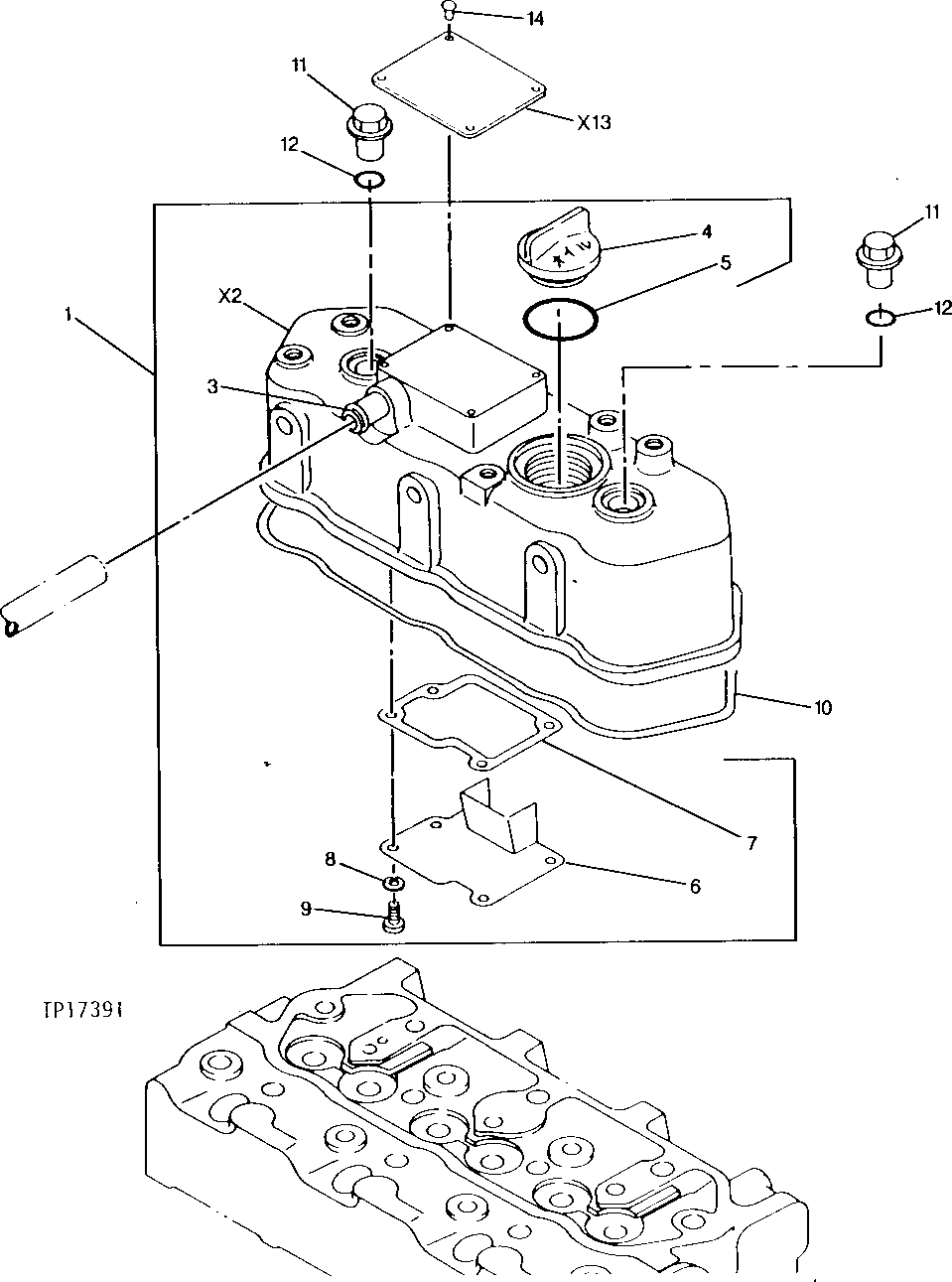 Схема запчастей John Deere 5 - 4 - ENGINE VALVE COVER 402 - ENGINE 4