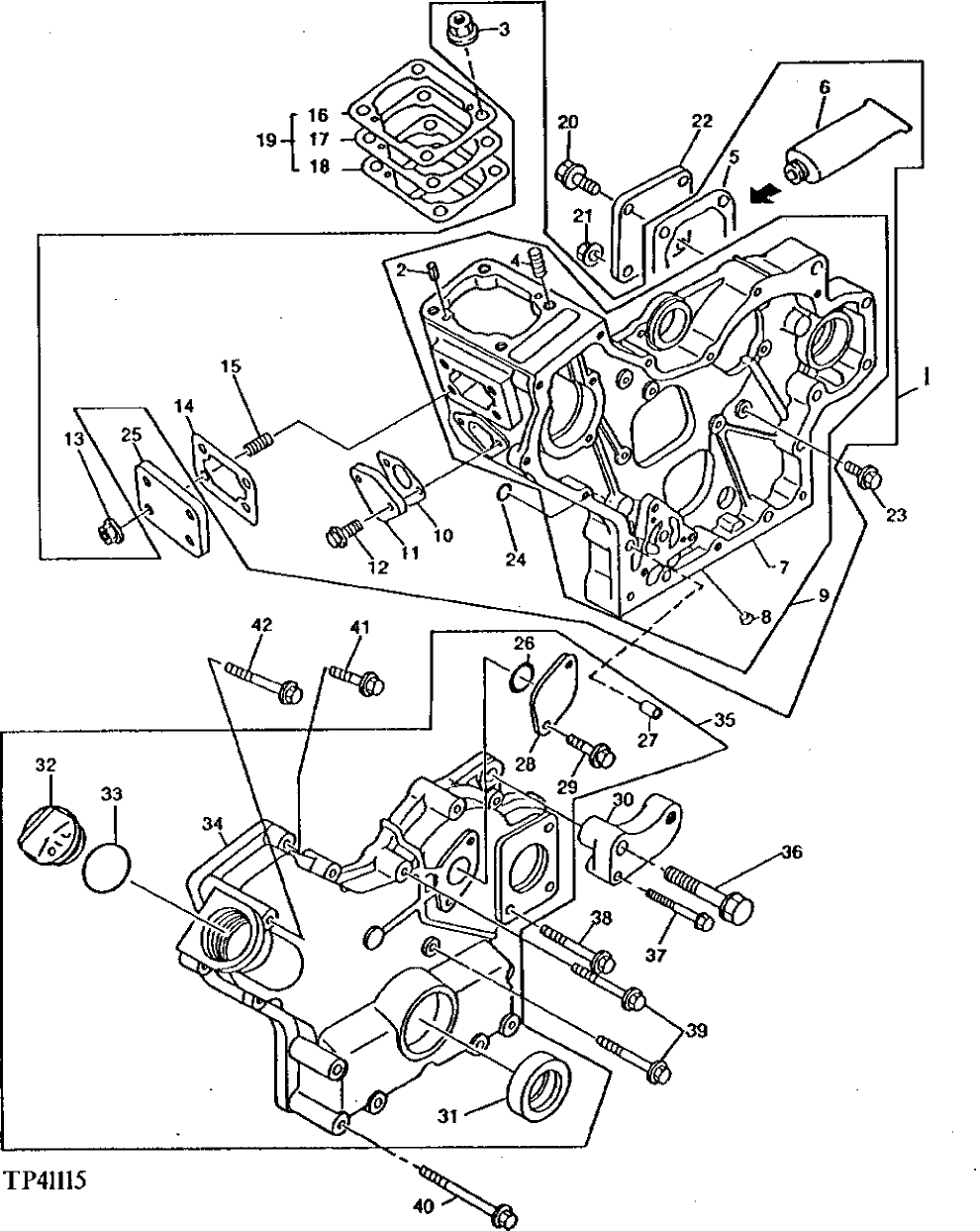 Схема запчастей John Deere 5 - 6 - ENGINE TIMING GEAR COVER 402 - ENGINE 4