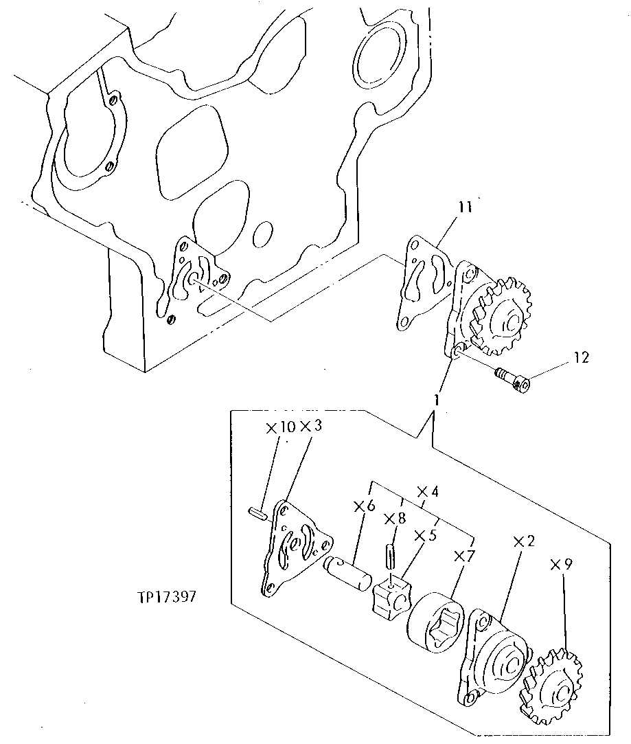 Схема запчастей John Deere 5 - 2 - ENGINE OIL PUMP 407 - ENGINE 4