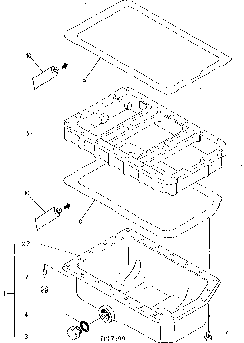 Схема запчастей John Deere 5 - 6 - ENGINE OIL PAN 407 - ENGINE 4