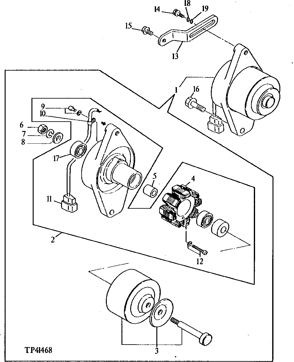 Схема запчастей John Deere 5 - 2 - ALTERNATOR AND MOUNTING BRACKETS 423 - ENGINE 4