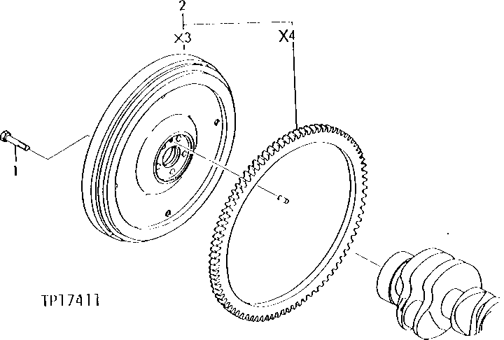 Схема запчастей John Deere 5 - 1 - ENGINE FLYWHEEL 433 - ENGINE 4