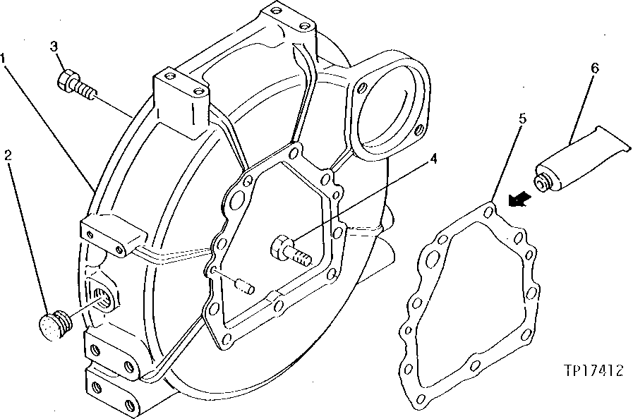 Схема запчастей John Deere 5 - 2 - FLYWHEEL HOUSING 433 - ENGINE 4